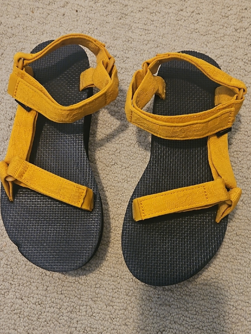 Teva Womens Yellow Strap Sandals with Black Platform Footbed